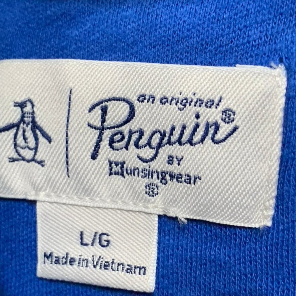 Original Penguin Blue Linen Heritage Slim Fit Polo - Picture 8 of 9